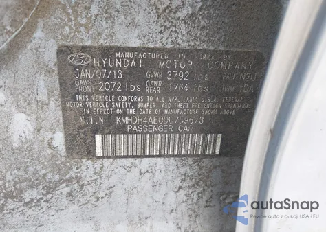 2013 Hyundai Elantra Gls из США, поврежденный, VIN KMHDH4AE0DU759673